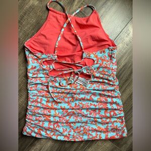 Tommy Bahama Tankini top-coral design- tie back -small